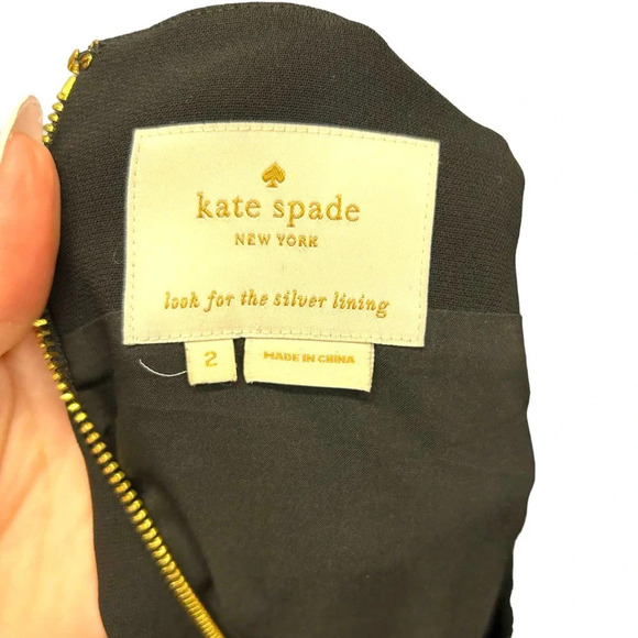 Kate Spade Crepe Flounce Dress Caution to the Wind Black Size‎ 2 - Picture 5 of 7